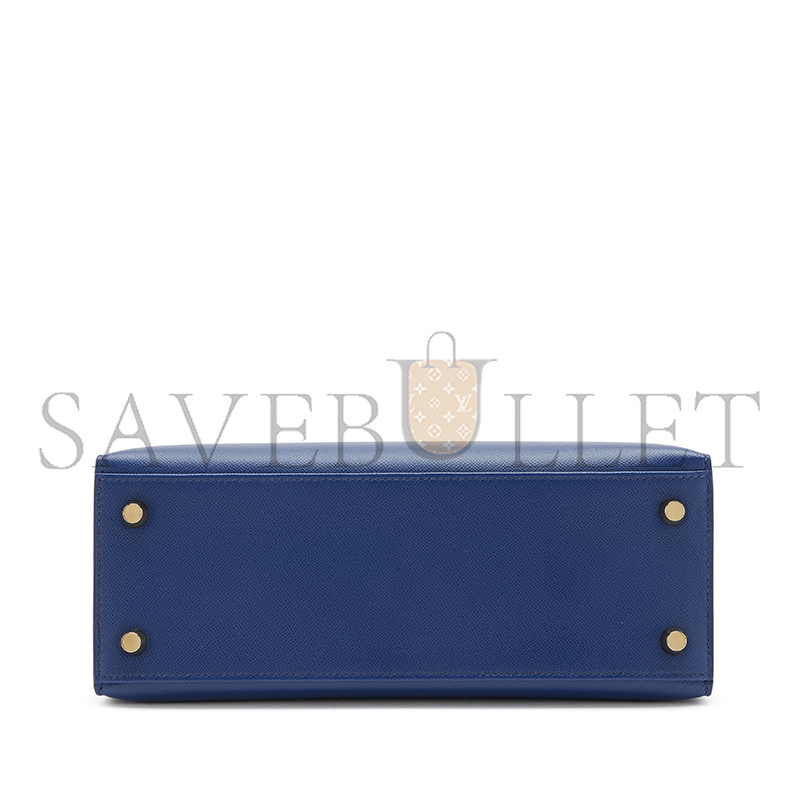 HERMES MASTER KELLY 25 MADAME CROC BLEU SAPHIR GOLD HARDWARE (25*17*7cm)